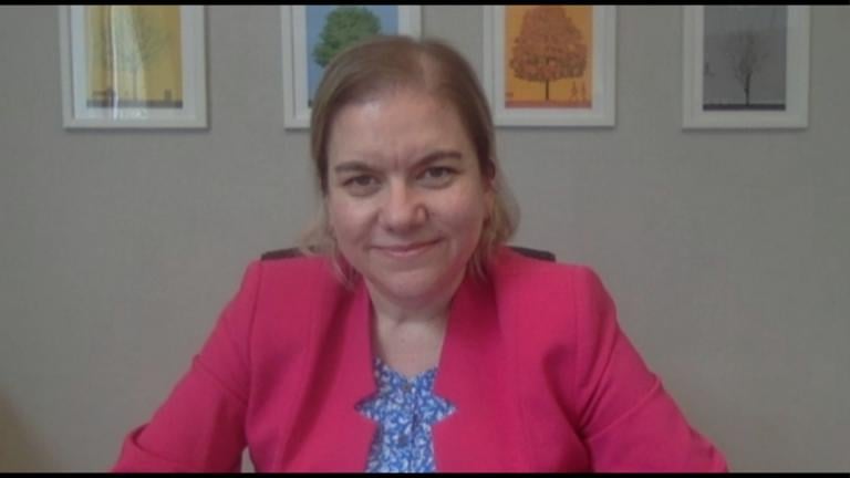 Dr. Allison Arwady, commisioner of the Chicago Department of Public Health appears on “Chicago Tonight” via Zoom on Wednesday, June 3, 2020. (WTTW News)