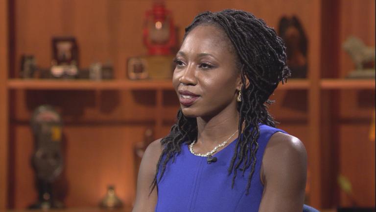 Amara Enyia appears on “Chicago Tonight” on Aug. 30, 2018. 