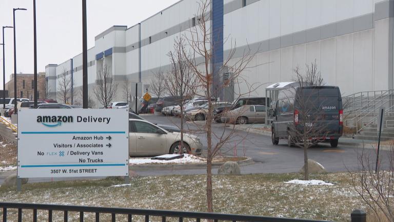 An Amazon facility in the Gage Park neighborhood is pictured in January 2022. (WTTW News)