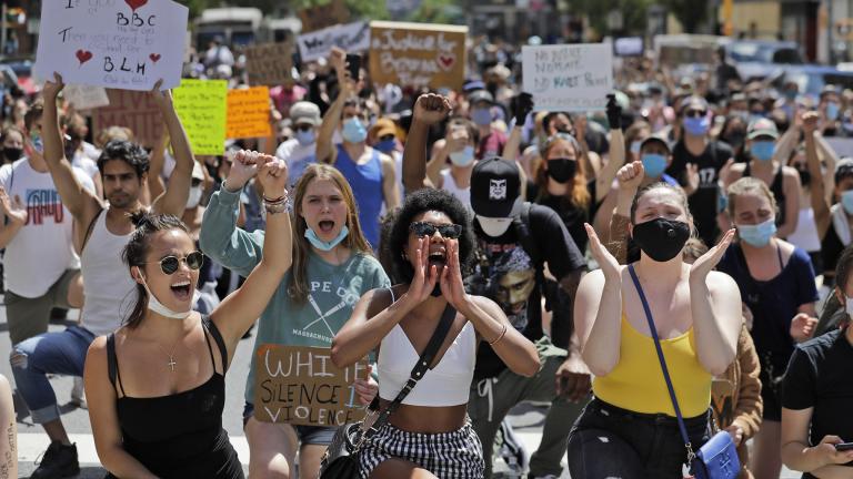 Protesters march through the streets of Manhattan, New York, Sunday, June 7, 2020. (AP Photo / Seth Wenig) Protesters march through the streets of Manhattan, New York, Sunday, June 7, 2020. (AP Photo / Seth Wenig)