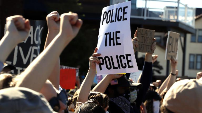 In this June 7, 2020, file photo, protesters participate in a Black Lives Matter rally on Mount Washington overlooking downtown Pittsburgh, to protest the death of George Floyd, who died after being restrained by Minneapolis police officers on May 25. (AP Photo / Gene J. Puskar, File)