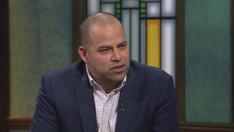 Aldermanic candidate Andre Vasquez appears on “Chicago Tonight” on April 3, 2019.