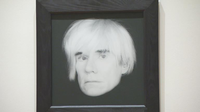A photo displayed at “Andy Warhol Portfolios: A Life in Pop Art” at the MAC at College of DuPage. (WTTW News)