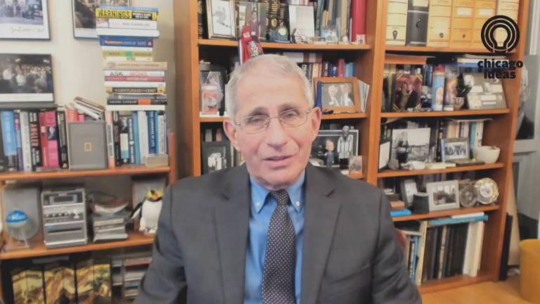 Dr. Anthony Fauci, director of the National Institute of Allergy and Infectious Diseases, talks Wednesday, Oct, 29, 2020 about the coronavirus pandemic with Brandis Friedman as part of Chicago Ideas Week. (WTTW News via Chicago Ideas Week)