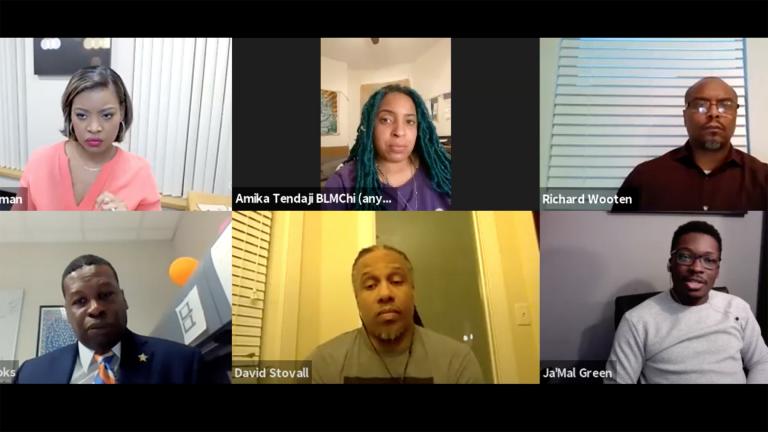A screenshot from the “Black Voices” community conversation on Monday, April 26, 2021. (WTTW News)
