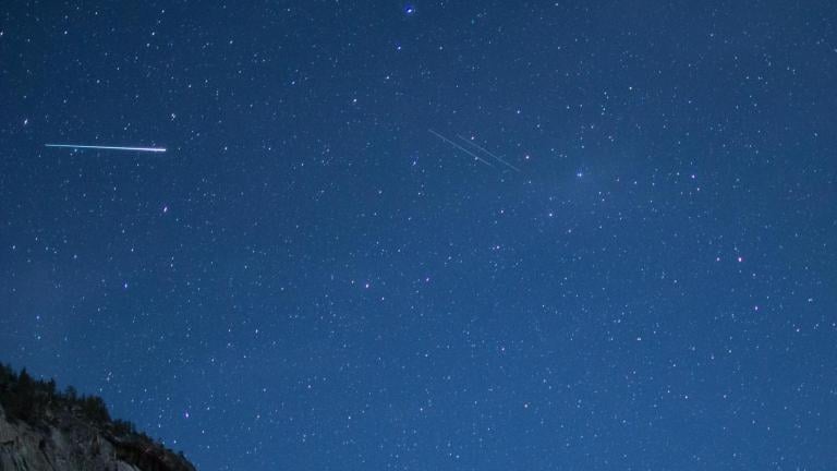 An Aquarid meteor streaks across the sky. (David Hoffmann Photography / iStock)