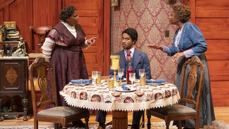 Celeste Williams, Eric Gerard and TayLar in Court Theatre’s production of “Arsenic and Old Lace.” (Credit: Michael Brosilow)