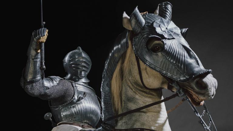 “Armor for Man and Horse,” about 1520 with modern costume. South German, Nuremberg. The Art Institute of Chicago, George F. Harding Collection.