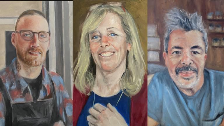 Portraits by Evanston artist Chris Froeter. (WTTW News)
