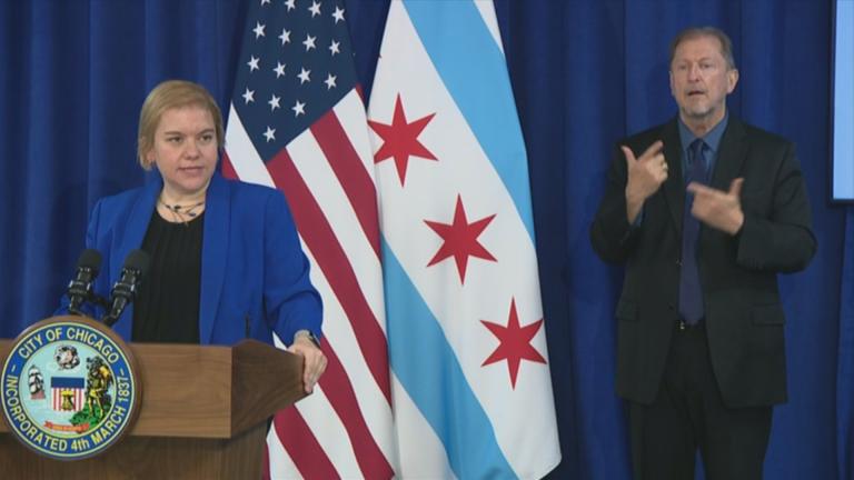 Chicago Department of Health Commissioner Dr. Allison Arwady speaks to the media during a briefing on the coronavirus Tuesday, Nov. 17, 2020. (WTTW News) Chicago Department of Health Commissioner Dr. Allison Arwady speaks to the media during a briefing on the coronavirus Tuesday, Nov. 17, 2020. (WTTW News)