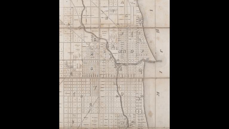 Chicago ward map from 1849