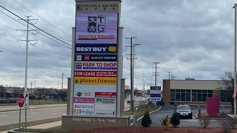 Developers involved with Pacifica Square in Aurora, which opened in 2021, donated $25,000 to campaigns connected to Mayor Richard Irvin. (Paris Schutz / WTTW News)