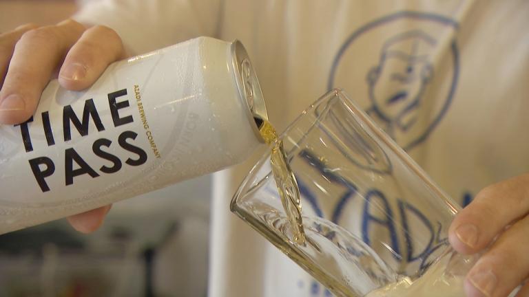 Azadi Brewing makes a lager called Time Pass, a phrase often said in India that means hanging out. (WTTW News)