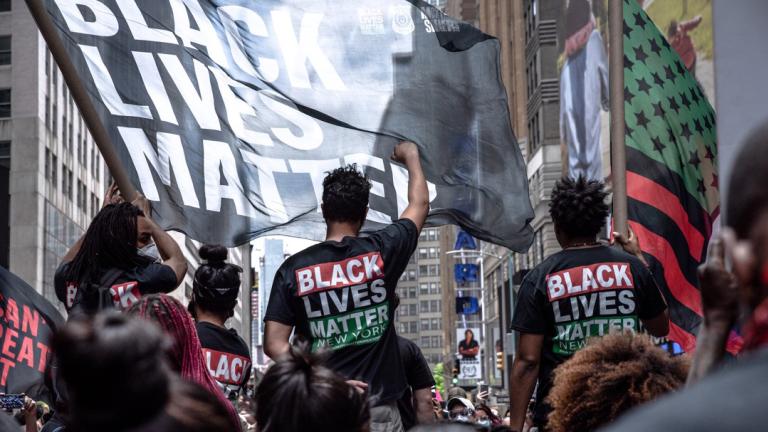 Black Lives Matter members protest. (Credit: Black Lives Matter, Greater New York)