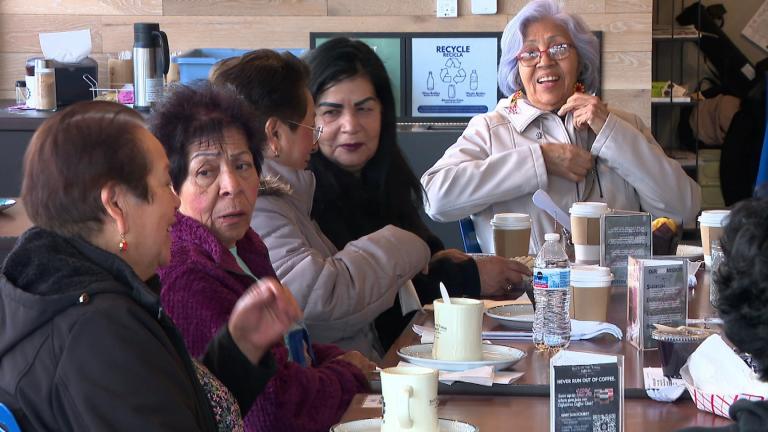 Every Monday, Back of the Yards Coffeehouse hosts Senior Mondays, welcoming seniors to enjoy a free coffee and pastry while participating in activities designed to foster community and connection. (WTTW News)