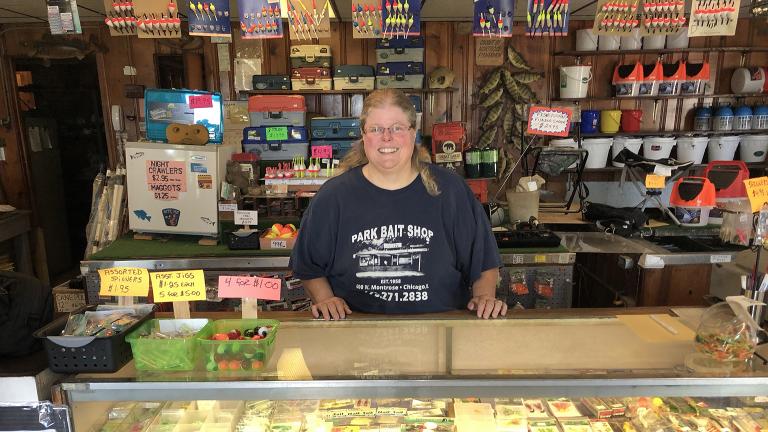 Stacey Greene is the owner of Park Bait Shop at Montrose Harbor. (Jay Shefsky / Chicago Tonight)