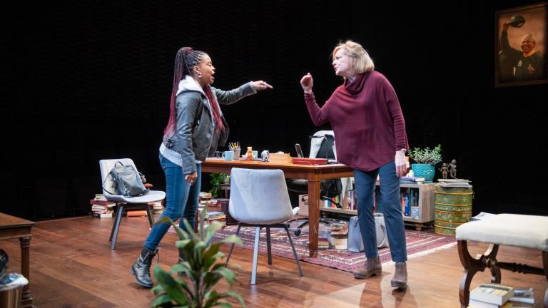 Ayanna Bria Bakari and Mary Beth Fisher in “The Niceties.” (Photo by Michael Brosilow)