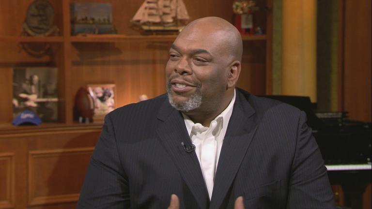 Former Bears offensive lineman James “Big Cat” Williams appears on “Chicago Tonight” on Dec. 30, 2019. (WTTW News)