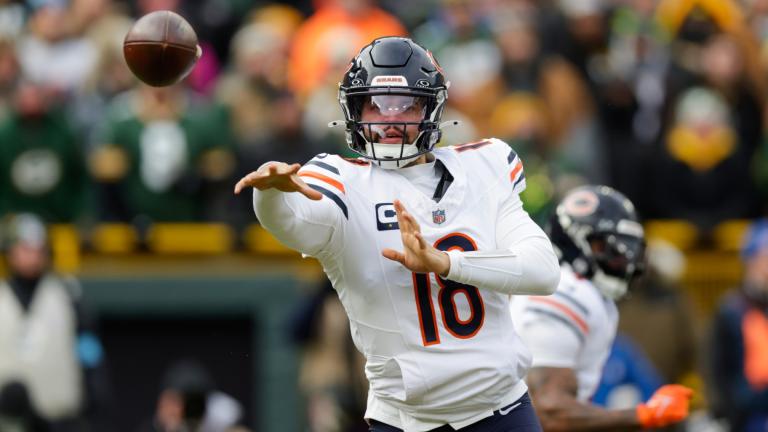 FILE - Chicago Bears quarterback Caleb Williams (18) throws a pass during an NFL football game between the Green Bay Packers and Chicago Bears Sunday, Jan. 5, 2025, in Green Bay, Wis. (AP Photo / Matt Ludtke, File)