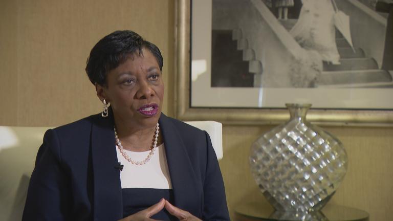 Becky Pringle, president of the National Education Association, speaks with “Chicago Tonight” on June 30, 2022. 