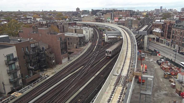 Overhead view of the bypass during construction. (Chicago Transit Authority / Facebook)
