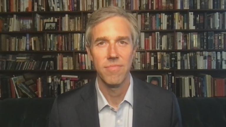 Beto O’Rourke appeared on “Chicago Tonight” via Zoom on April 26, 2023. (WTTW News)