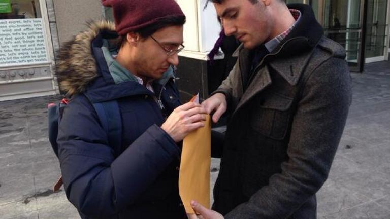 Charlie Gurion and David Wilk are the first gay couple to get a marriage license on Feb. 21, 2014.