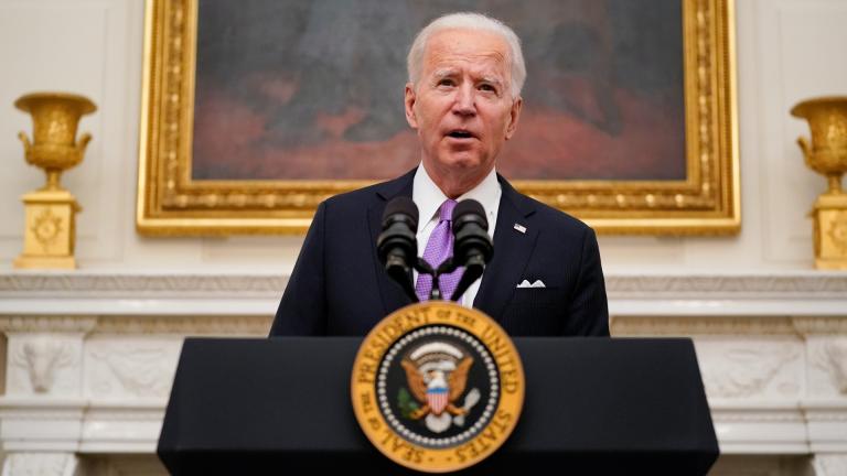 President Joe Biden speaks about the coronavirus in the State Dinning Room of the White House, Thursday, Jan. 21, 2021, in Washington. (AP Photo / Alex Brandon) President Joe Biden speaks about the coronavirus in the State Dinning Room of the White House, Thursday, Jan. 21, 2021, in Washington. (AP Photo / Alex Brandon)