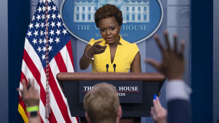 White House deputy press secretary Karine Jean-Pierre speaks during a press briefing at the White House, Wednesday, May 26, 2021, in Washington. (AP Photo / Evan Vucci)