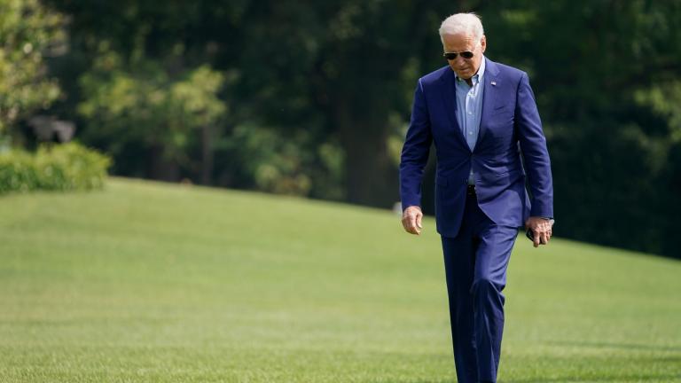 President Joe Biden walks on the South Lawn of the White House after stepping off Marine One, Sunday, July 25, 2021, in Washington. Biden is returning to Washington after spending the weekend in Delaware. (AP Photo / Pablo Martinez Monsivais) President Joe Biden walks on the South Lawn of the White House after stepping off Marine One, Sunday, July 25, 2021, in Washington. Biden is returning to Washington after spending the weekend in Delaware. (AP Photo / Pablo Martinez Monsivais)