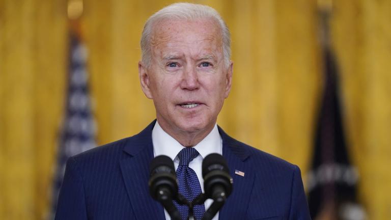 President Joe Biden speaks about the bombings at the Kabul airport that killed at least 12 U.S. service members, from the East Room of the White House, Thursday, Aug. 26, 2021, in Washington. (AP Photo / Evan Vucci)