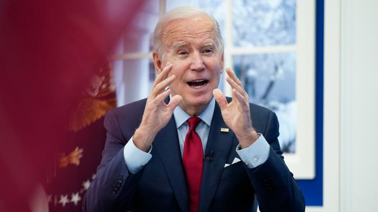 President Joe Biden speaks as he meets with the White House COVID-19 Response Team on the latest developments related to the omicron variant in the South Court Auditorium in the Eisenhower Executive Office Building on the White House Campus in Washington, Tuesday, Jan. 4, 2022. (AP Photo / Andrew Harnik) President Joe Biden speaks as he meets with the White House COVID-19 Response Team on the latest developments related to the omicron variant in the South Court Auditorium in the Eisenhower Executive Office Building on the White House Campus in Washington, Tuesday, Jan. 4, 2022. (AP Photo / Andrew Harnik)