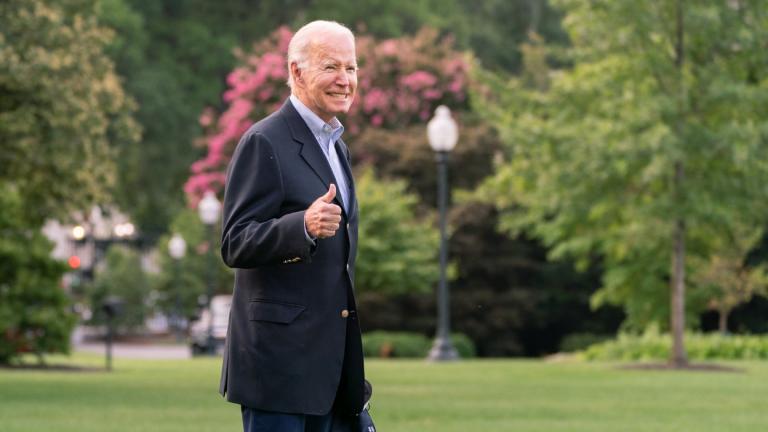 President Joe Biden walks to board Marine One on the South Lawn of the White House in Washington, on his way to his Rehoboth Beach, Del., home after his most recent COVID-19 isolation, Sunday, Aug. 7, 2022. (AP Photo / Manuel Balce Ceneta)