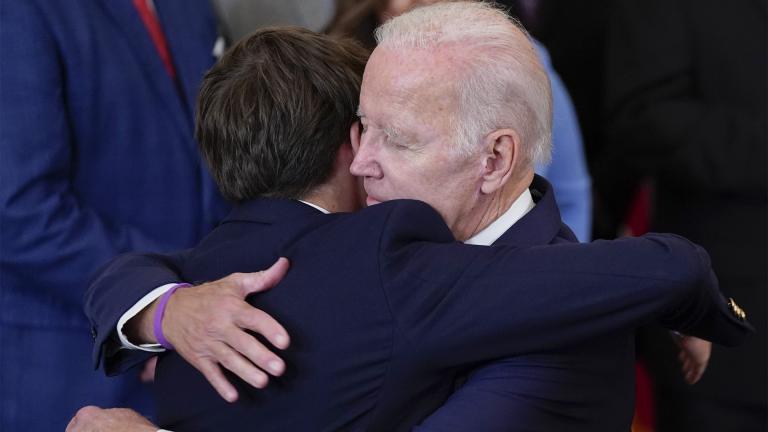 President Joe Biden hugs his grandson Robert Biden, son of the late Beau Biden, after signing the "PACT Act of 2022" during a ceremony in the East Room of the White House, Wednesday, Aug. 10, 2022, in Washington. (AP Photo / Evan Vucci)