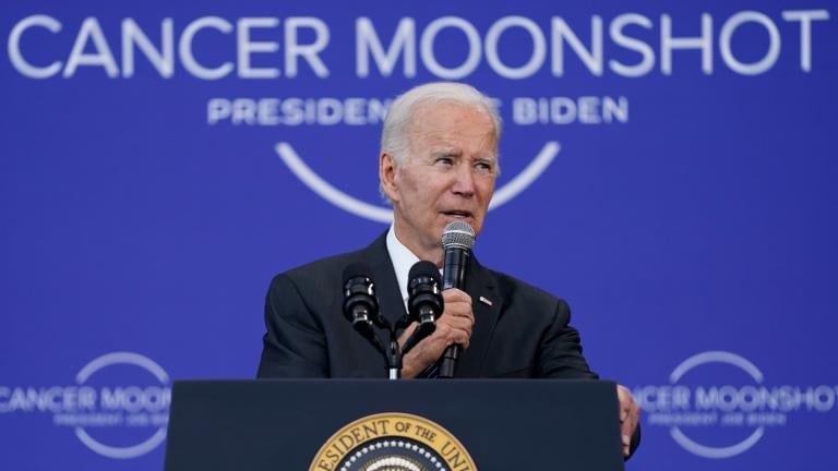 President Joe Biden speaks on the cancer moonshot initiative at the John F. Kennedy Library and Museum, Monday, Sept. 12, 2022, in Boston. (AP Photo / Evan Vucci)