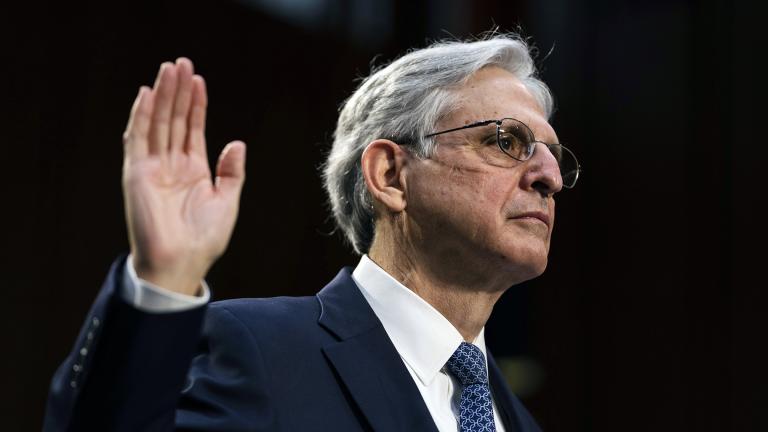 Judge Merrick Garland, nominee to be attorney general, testifies at his confirmation hearing before the Senate Judiciary Committee, Monday, Feb. 22, 2021 on Capitol Hill in Washington. (Demetrius Freeman / The Washington Post via AP, Pool)