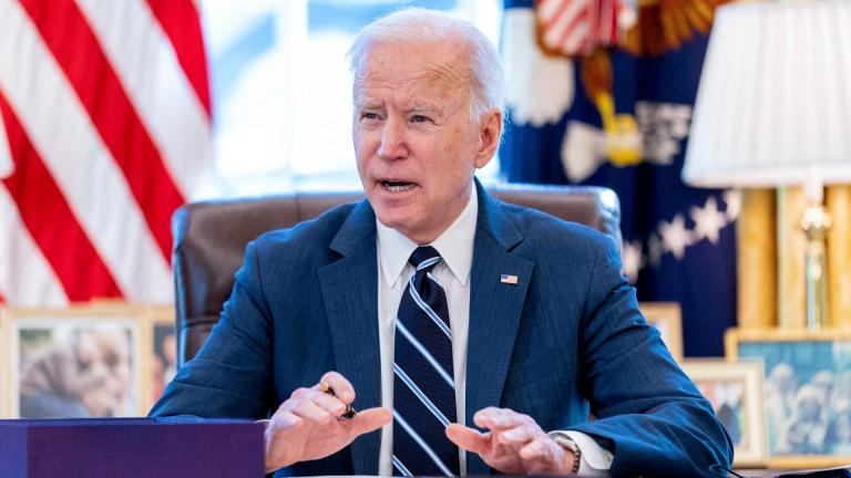 President Joe Biden speaks before signing the American Rescue Plan, a coronavirus relief package, in the Oval Office of the White House, March 11, 2021, in Washington. (AP Photo / Andrew Harnik, File)