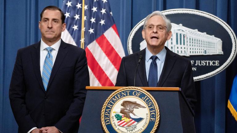 Attorney General Merrick Garland speaks during a news conference at the Department of Justice, Thursday, Jan. 12, 2023, in Washington, as John Lausch, the U.S. Attorney in Chicago, looks on. (AP Photo / Manuel Balce Ceneta)