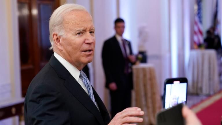President Joe Biden talks with reporters after speaking in the East Room of the White House in Washington, Jan 20, 2023. (AP Photo / Susan Walsh, File)