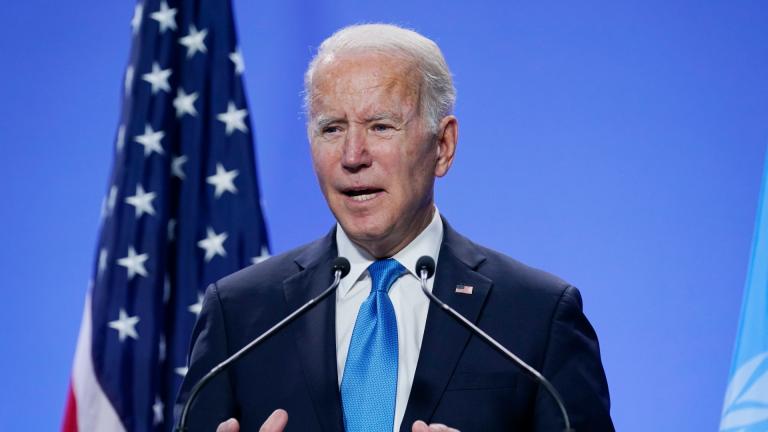 President Joe Biden speaks during a news conference at the COP26 U.N. Climate Summit, Tuesday, Nov. 2, 2021, in Glasgow, Scotland. (AP Photo / Evan Vucci)