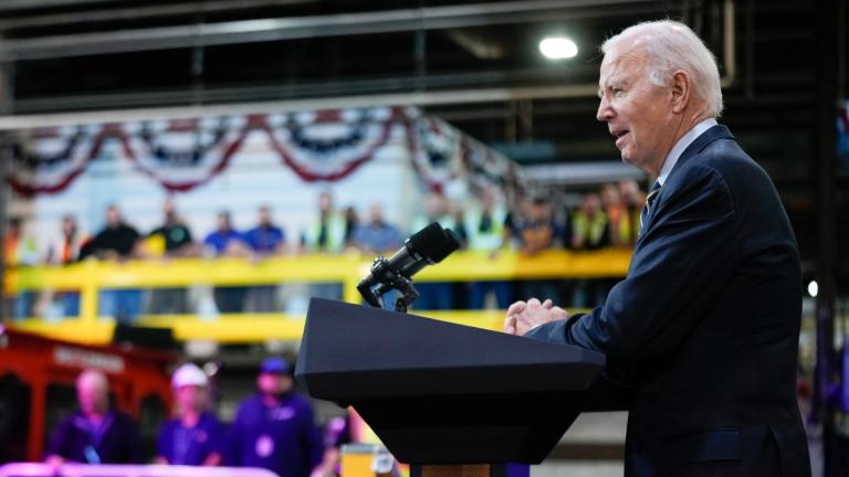President Joe Biden speaks at the Amtrak Bear Maintenance Facility, Monday, Nov. 6, 2023, in Bear, Del. (AP Photo / Andrew Harnik, File)