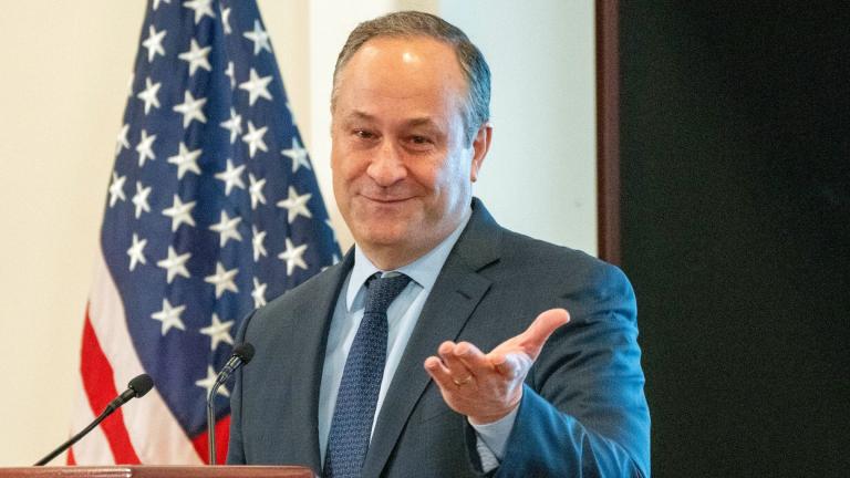 Second gentleman Doug Emhoff speaks Feb. 27, 2024, at the Eisenhower Executive Office Building on the White House complex in Washington. (AP Photo / Jacquelyn Martin)