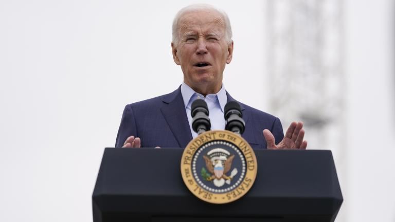 President Joe Biden speaks about infrastructure investments at the LA Metro, D Line (Purple) Extension Transit Project - Section 3, in Los Angeles, Thursday, Oct. 13, 2022. (AP Photo/Carolyn Kaster)