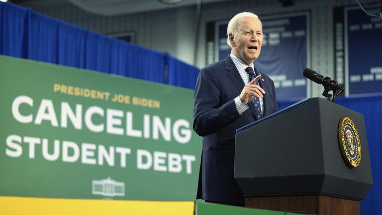 President Joe Biden speaks about student loan debt, April 8, 2024, in Madison, Wis. (AP Photo / Evan Vucci, File)