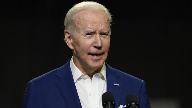 President Joe Biden speaks at POET Bioprocessing in Menlo, Iowa, Tuesday, April 12, 2022. (AP Photo / Carolyn Kaster)