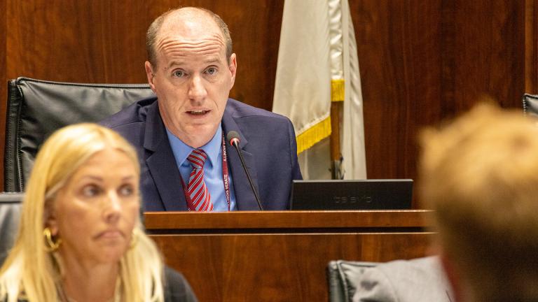 State Sen. Bill Cunningham, D-Chicago, is pictured at a committee hearing in Chicago in July 2023. (Andrew Adams / Capitol News Illinois)