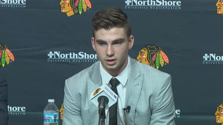 Blackhawks top draft pick Kirby Dock.