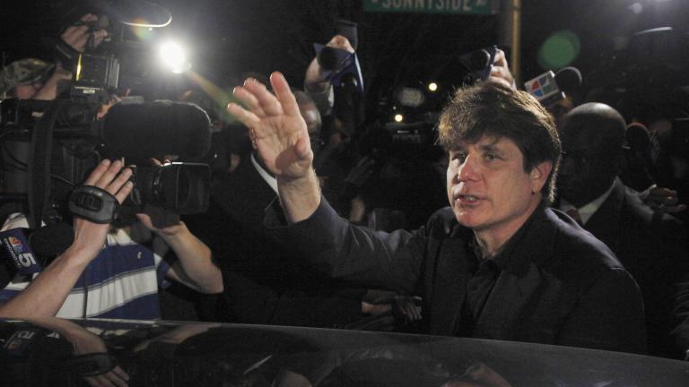 In this March 15, 2012 file photo, former Democratic Illinois Gov. Rod Blagojevich departs his Chicago home for Littleton, Colorado, to begin his 14-year prison sentence on corruption charges. (AP Photo / Charles Rex Arbogast, File)