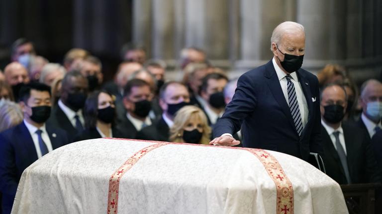 President Joe Biden walks to speak during the funeral of former Sen. Bob Dole of Kansas, at the Washington National Cathedral, Friday, Dec. 10, 2021, in Washington. (AP Photo / Jacquelyn Martin)