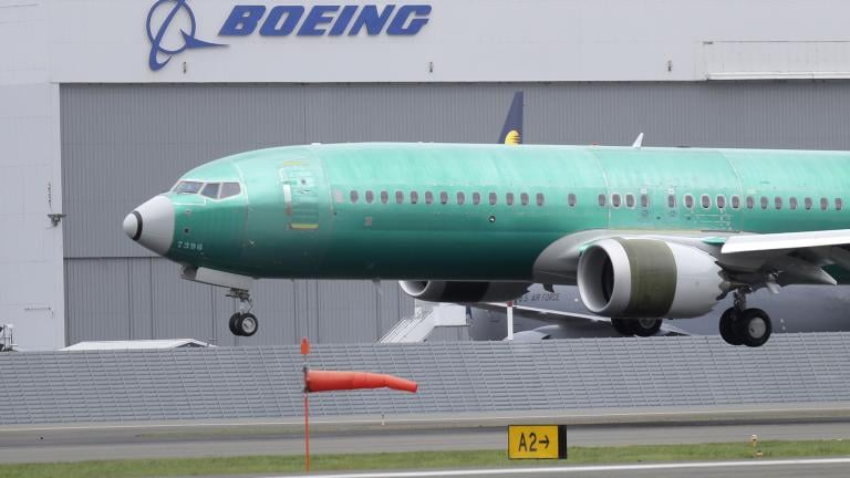 In this April 10, 2019, file photo a Boeing 737 MAX 8 airplane being built for India-based Jet Airways lands following a test flight at Boeing Field in Seattle. (AP Photo / Ted S. Warren, File) In this April 10, 2019, file photo a Boeing 737 MAX 8 airplane being built for India-based Jet Airways lands following a test flight at Boeing Field in Seattle. (AP Photo / Ted S. Warren, File)